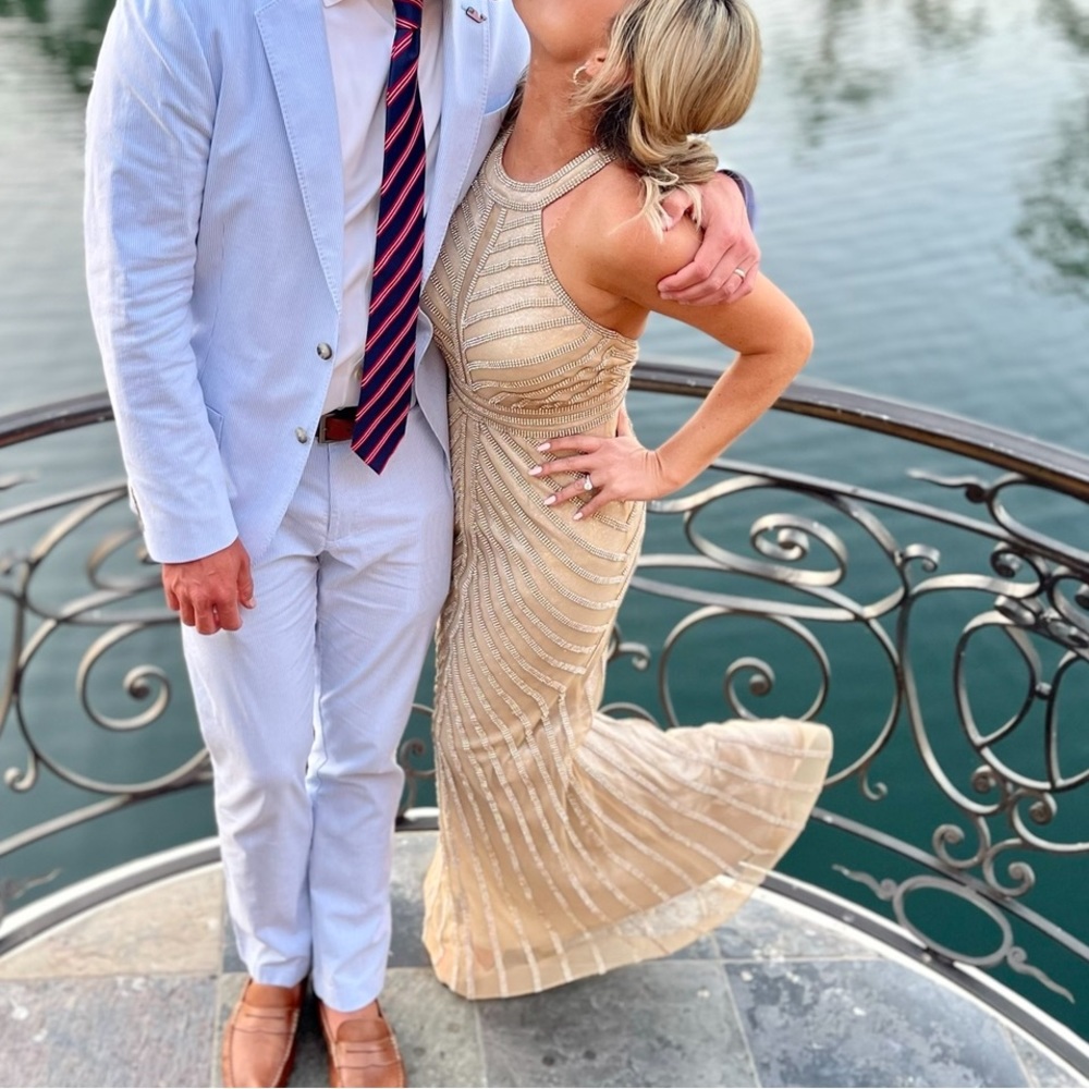 Champagne beaded evening gown - Picture 9 of 12